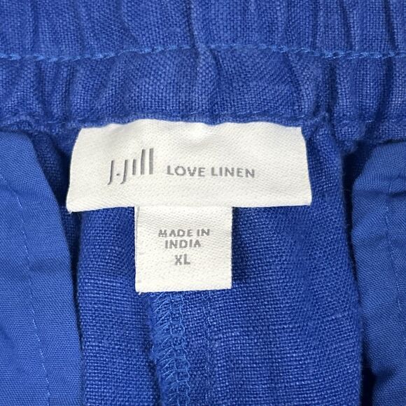 J Jill Love Linen Pants Womens XL Royal Blue Summer Beach Stretch Pockets Ankle - Picture 3 of 5
